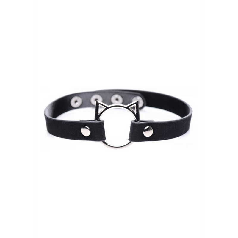 Kinky Kitty Ring Slim Choker - PU Leather - Black