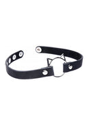 Kinky Kitty Ring Slim Choker - Cuir PU - Noir