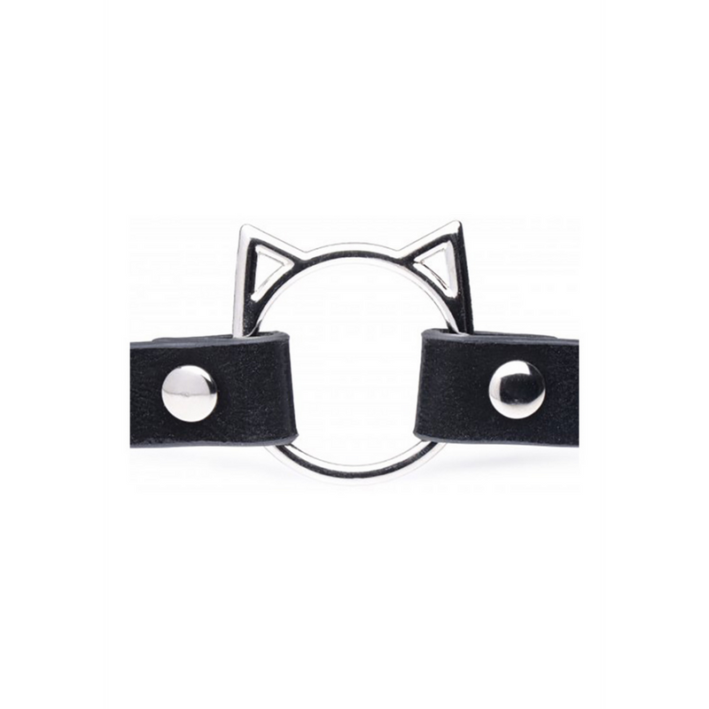 Kinky Kitty Ring Slim Choker - PU Leather - Black