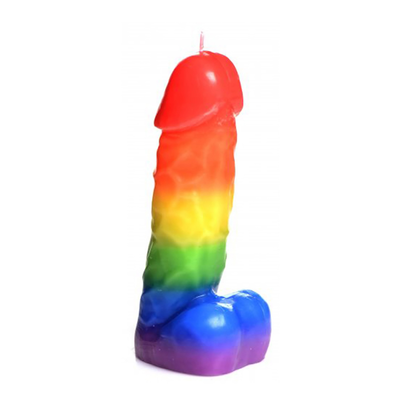 Pride Pecker - Bougie en forme de pénis avec gouttes arc-en-ciel