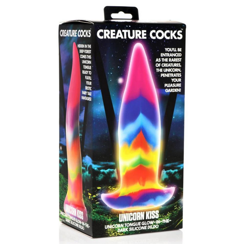 Unicorn Tongue - Glow in the Dark - Silicone Dildo - Rainbow