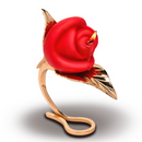 Passion Brûlante - Bougie Rose avec Support - Rouge/Doré