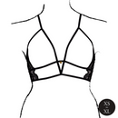 Soutien-gorge triangle à bonnets ouverts avec dentelle et curseurs réglables - Noir