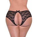 Shorty en dentelle à dos fendu - 2X - Noir