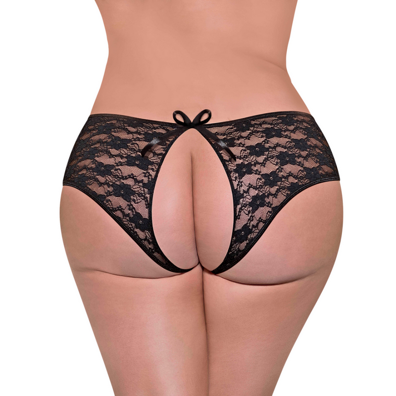 Lace Split Back Boy Short - 2X - Black