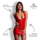 Unzip Me - Robe en PVC à décolleté plongeant - Taille unique - Rouge