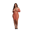 Robe Mini en Filet à Manches Longues - Grande Taille