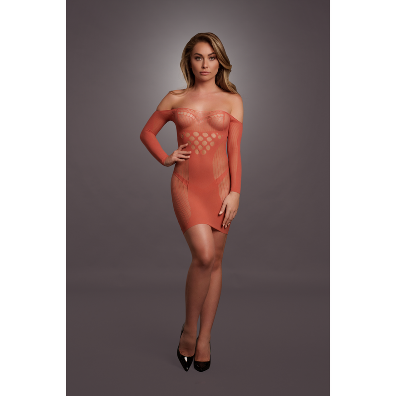 Long-Sleeved Net Mini Dress - One Size