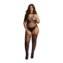 Bodystocking à mailles avec soutien-gorge contrasté - Grande taille