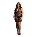 Robe Mini en Dentelle à Col Montant - Grande Taille