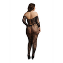 Bodystocking à Manches en Dentelle - Grande Taille