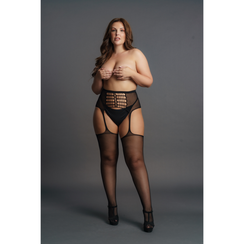 High-Waist Garterbelt Stockings - Plus Size