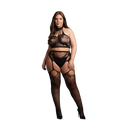 Ensemble Deux Pièces avec Col Montant à Nouer et Culotte avec Bas Attachés - OSX - Noir