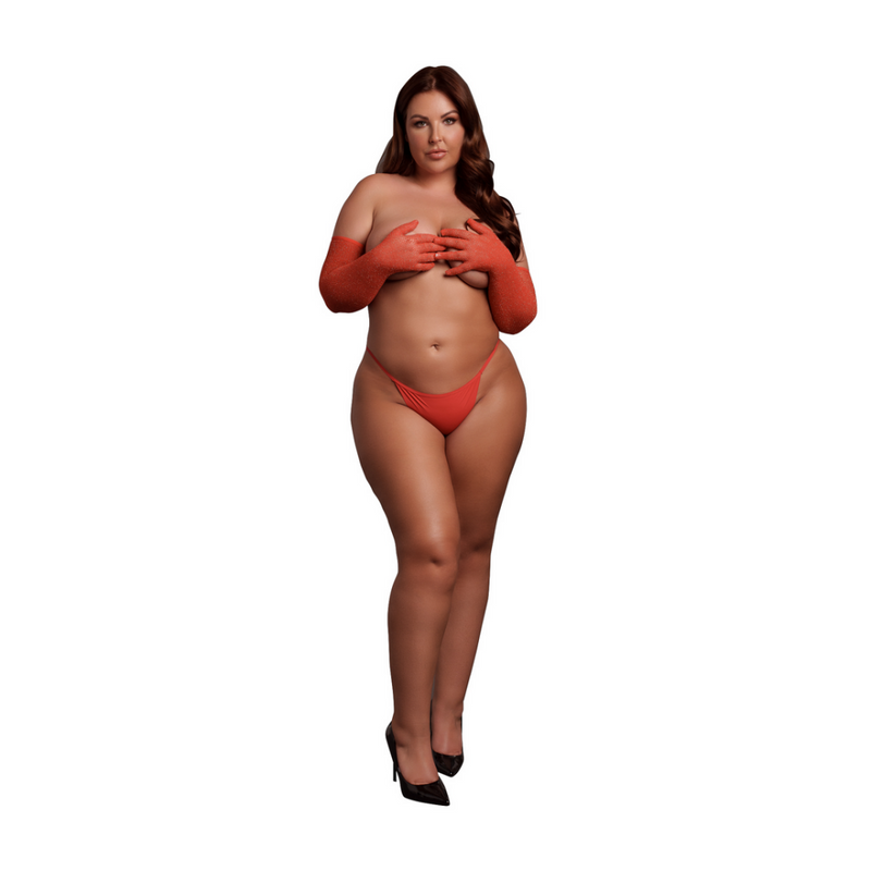 Gants d'Opéra Scintillants - Grande Taille - Rouge/Or Pailleté