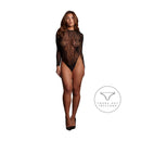 Roxy - Sexy Leopard Mesh Crotchless Bodysuit - One Size - Black