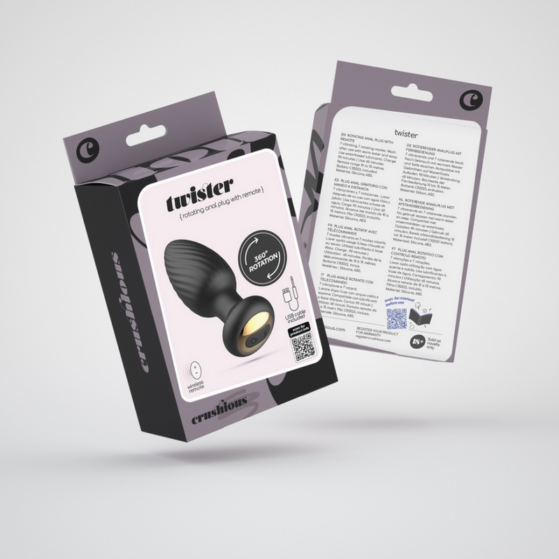 Twister - Plug Anal Rotatif avec Télécommande - Noir