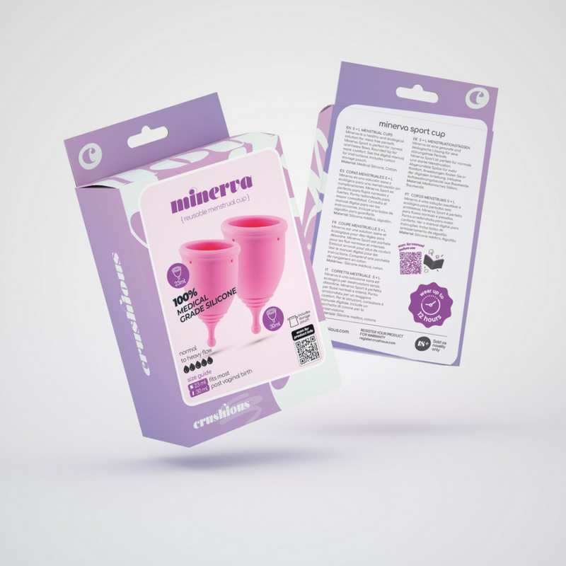 Minerva - Coupes menstruelles avec pochette - S et L - Rose