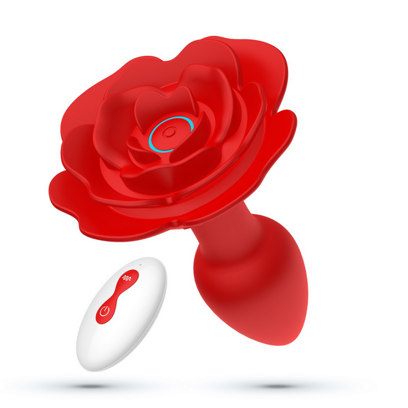 Giulietta - Plug Anal Rotatif en Forme de Rose avec Télécommande - Rouge