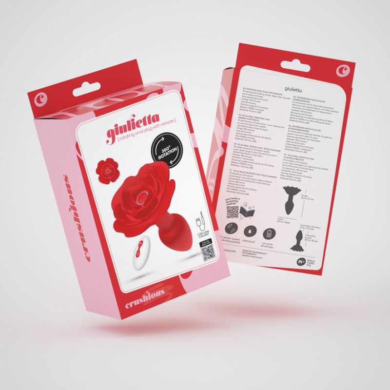 Giulietta - Plug Anal Rotatif en Forme de Rose avec Télécommande - Rouge