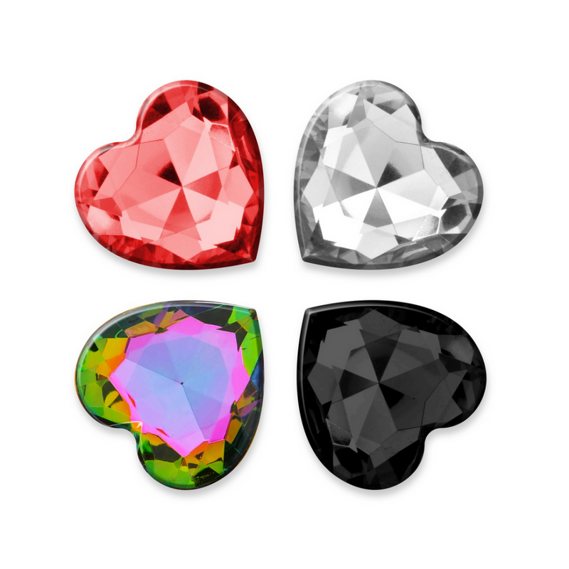 Cuore - Plug Anal avec Quatre Bijoux Interchangeables - Moyen - Noir