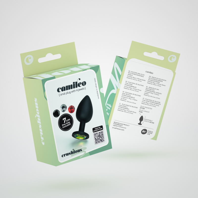 Camileo - Plug Anal avec Quatre Bijoux Interchangeables - Petit - Noir