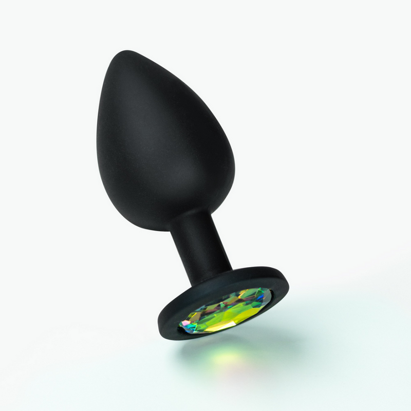 Camileo - Plug Anal avec Quatre Bijoux Interchangeables - Petit - Noir