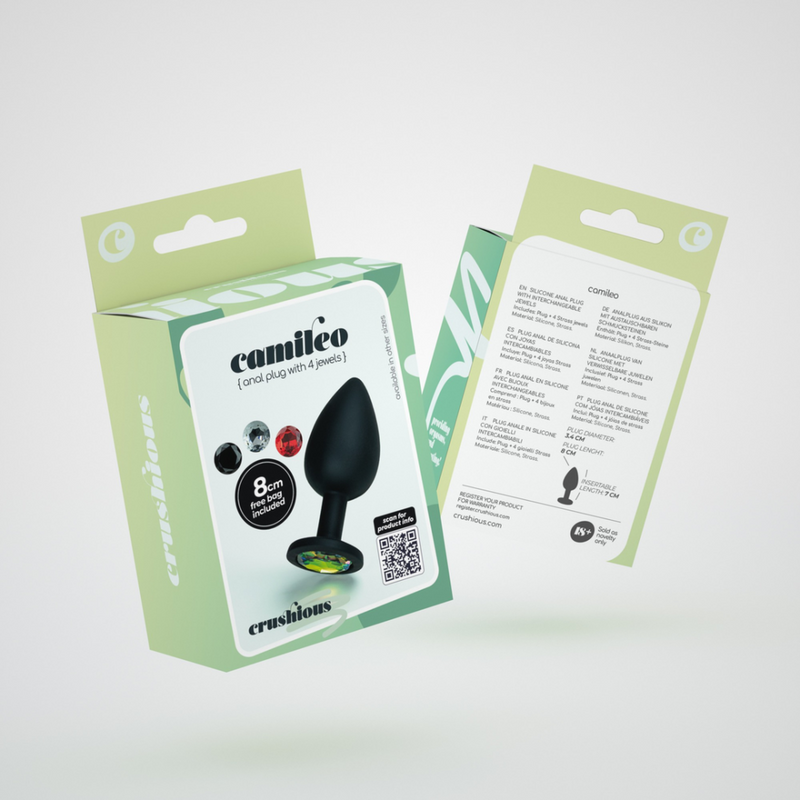 Camileo - Plug Anal avec Quatre Bijoux Interchangeables - Moyen - Noir