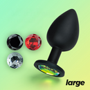 Camileo - Plug Anal avec Quatre Bijoux Interchangeables - Grand - Noir