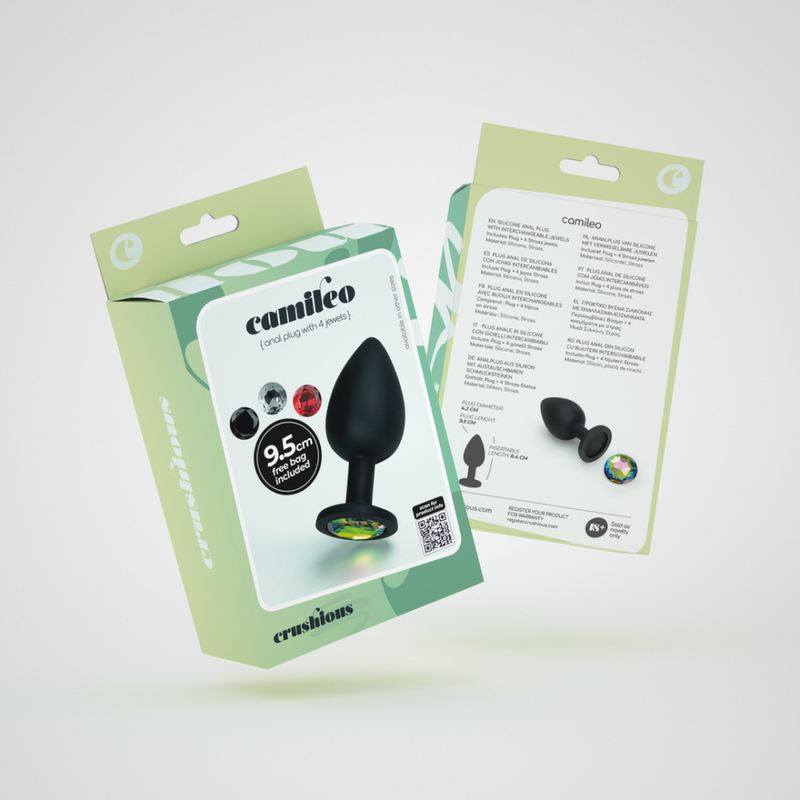 Camileo - Plug Anal avec Quatre Bijoux Interchangeables - Grand - Noir