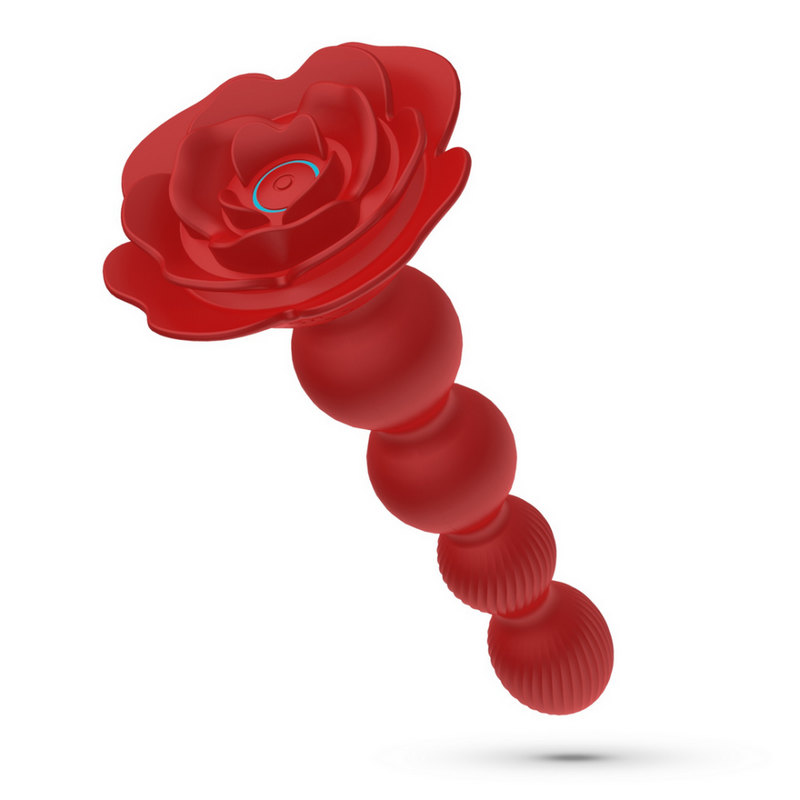 Rosaline - Plug Anal Rotatif en Forme de Rose avec Télécommande - Rouge