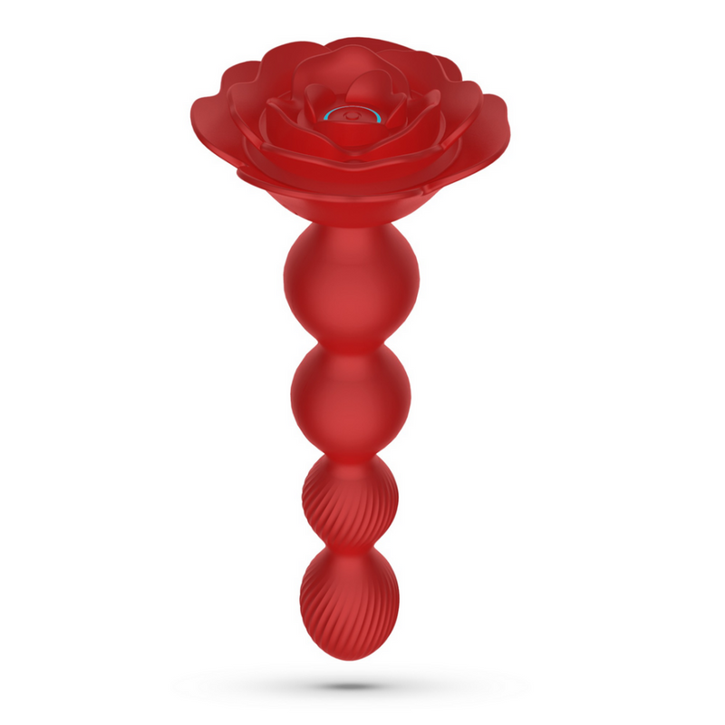 Rosaline - Plug Anal Rotatif en Forme de Rose avec Télécommande - Rouge
