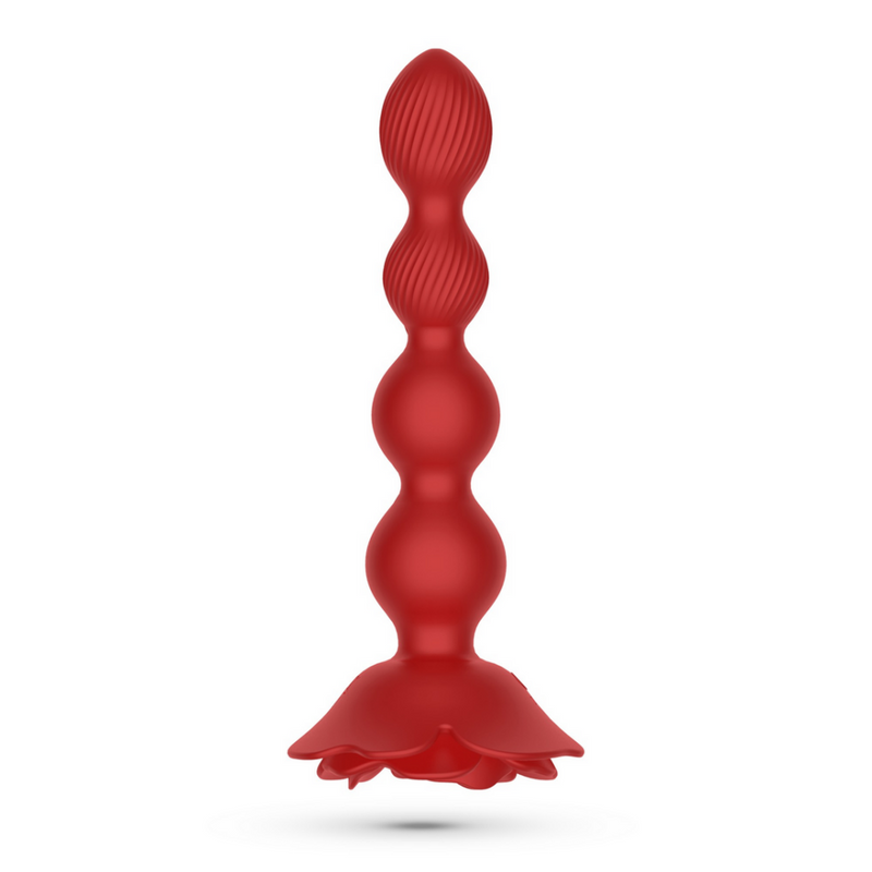 Rosaline - Plug Anal Rotatif en Forme de Rose avec Télécommande - Rouge