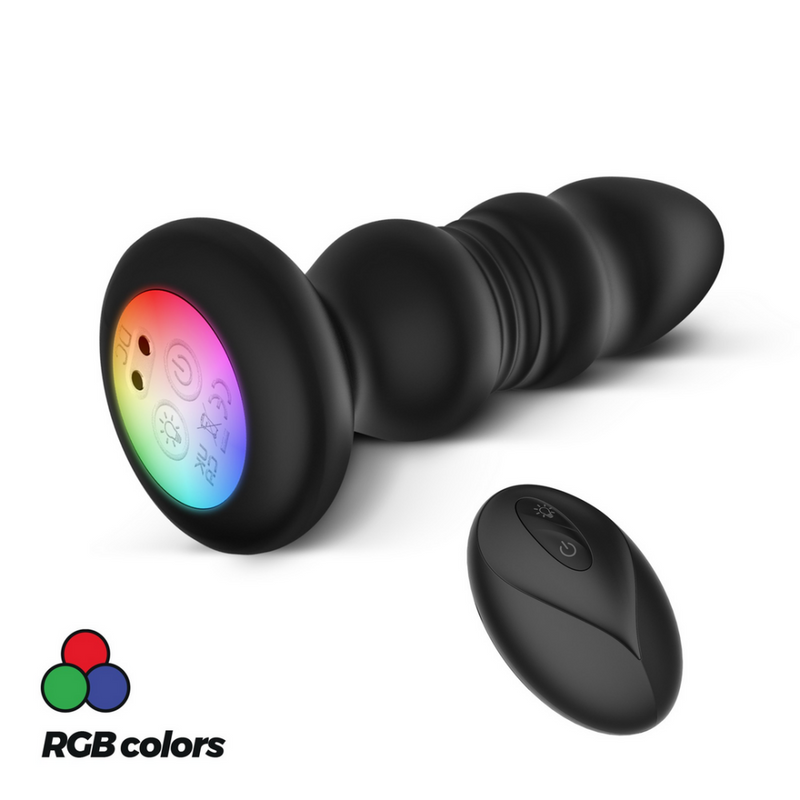 Australis - Plug Anal Vibrant et Pénétrant avec LED RGB et Télécommande - Noir