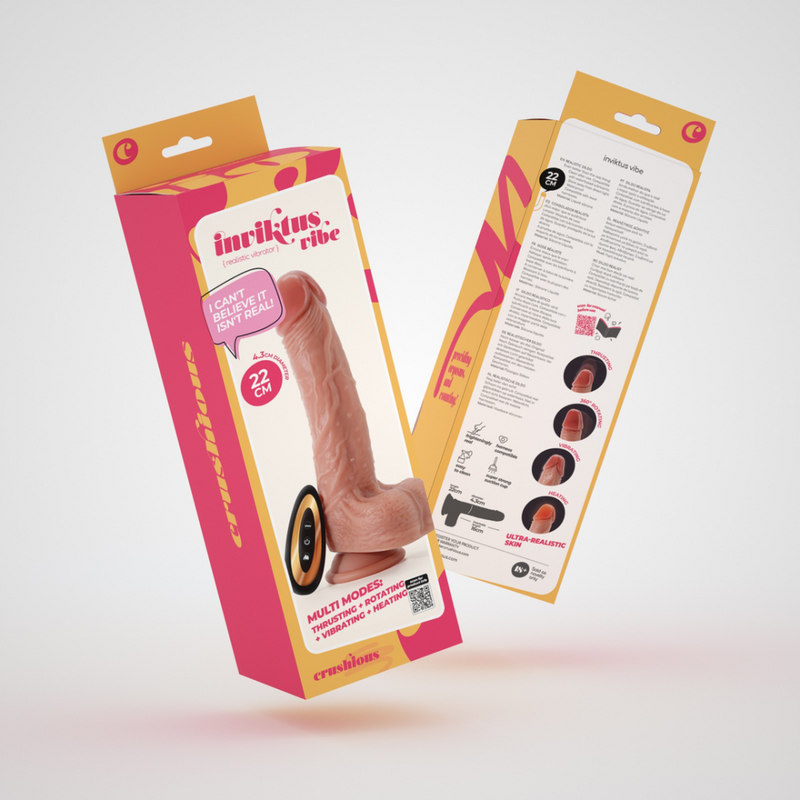 Inviktus Vibe - Vibromasseur rotatif et chauffant en silicone liquide - 8,5 / 22 cm - Chair