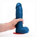 Hoenir XL - Dildo réaliste avec testicules - 9 / 23 cm - Bleu