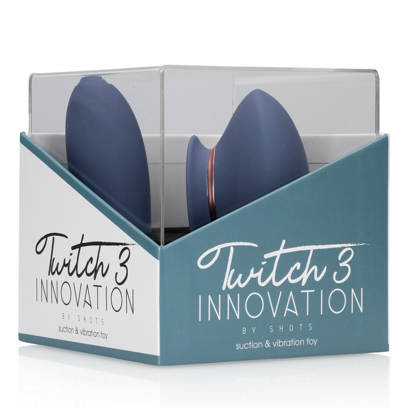 Twitch 3 - Vibrateur rechargeable et succion - Bleu/Gris