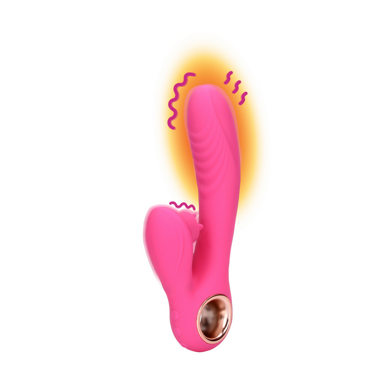 Vibromasseur Lapin avec Langue Vibrante et Chauffante - Rose Exubrant Vibromasseur Lapin avec Langue Vibrante et Chauffante - Rose Exubrant
