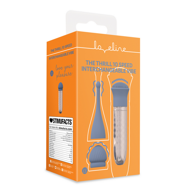 Le Thrill - Vibrateur Interchangeable 10 Vitesses - Bleu