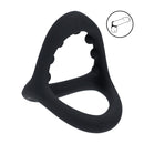 Anneau en silicone pour pénis et testicules avec grip en perles douces - Noir