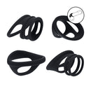 Ensemble de 4 anneaux en silicone pour le pénis et les testicules - Noir