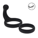 Cockring double en silicone avec stimulateur anal - Noir