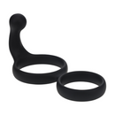 Cockring double en silicone avec stimulateur anal - Noir