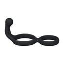 Cockring double en silicone avec stimulateur anal - Noir