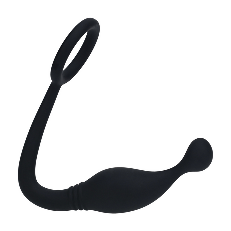 Cockring en silicone avec stimulateur de prostate - M - Noir