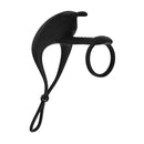 Cockring et boucle de tige en silicone vibrant ajustable Bunny - Noir