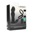 Stimulateur prostatique en silicone avec anneau péni, télécommande, vibrant et à poussée - Noir