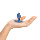 Plug anal en silicone lisse - Petit - 2,6 / 6,5 cm - Bleu métallisé
