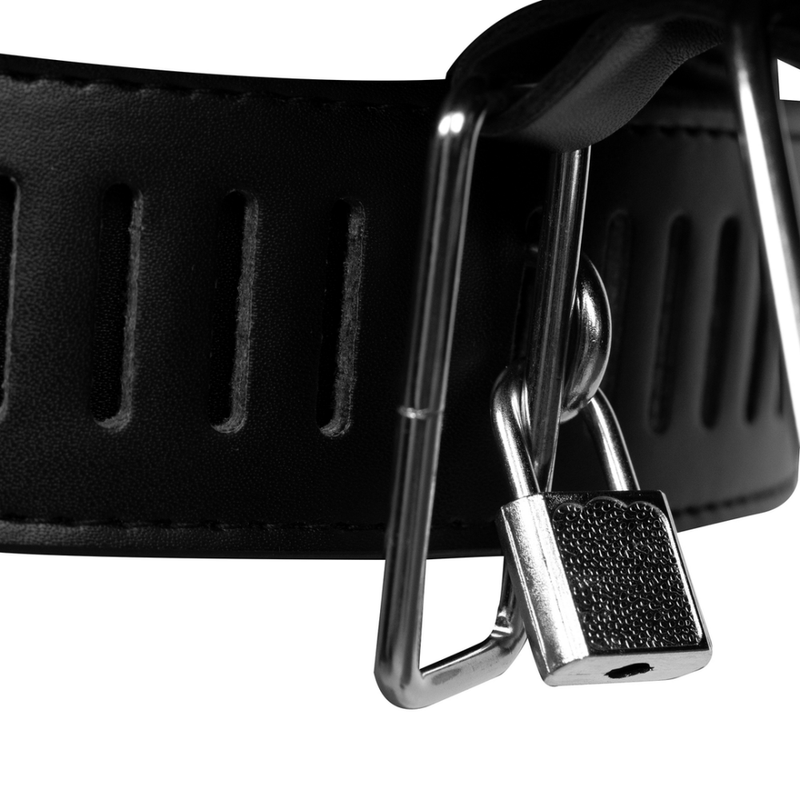 Ceinture de chasteté en cuir PU pour femme avec restraint pour les jambes - Noir