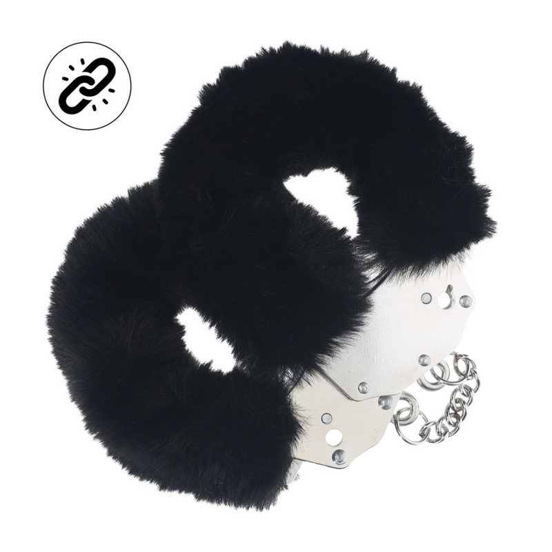 Menottes dures en peluche - Noires