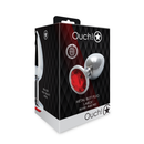 Plug anal en gemme ronde - Grand - Argent/Rouge rubis